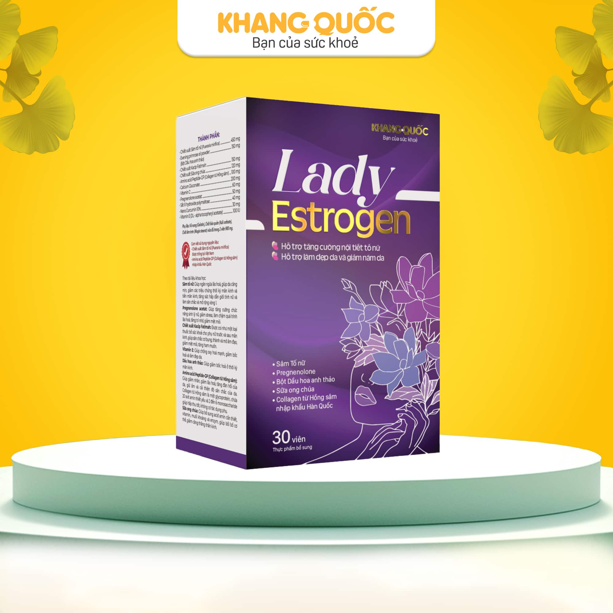 Lady Estrogen - Hỗ trợ tăng cường nội tiêt tố nữ và làm đẹp da, giảm tàn nhang