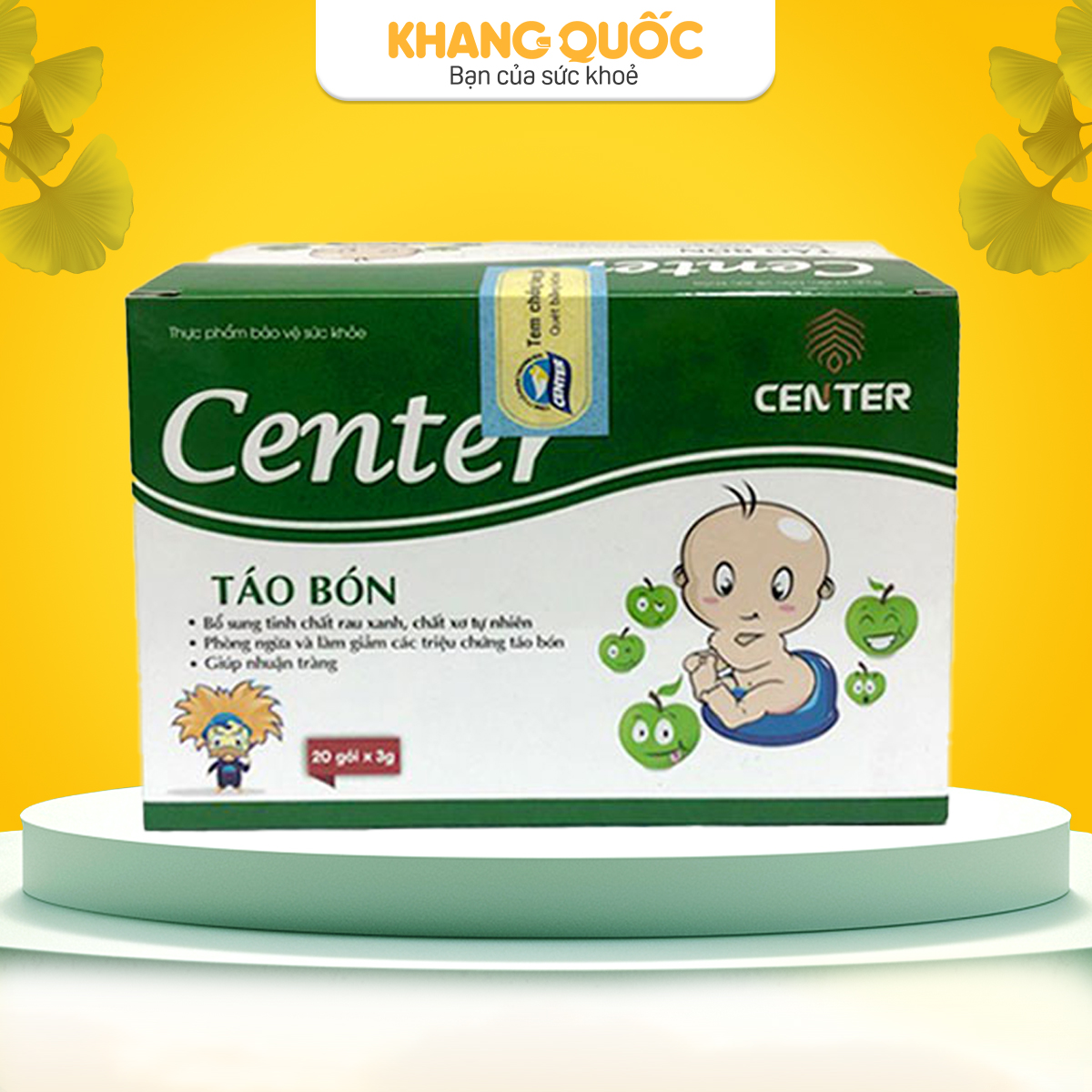 Tabon Center - Hỗ trợ bổ sung chất xơ, giúp nhuận tràng, làm mềm phân, thông đại tiện (Hộp 20 gói x 3g)