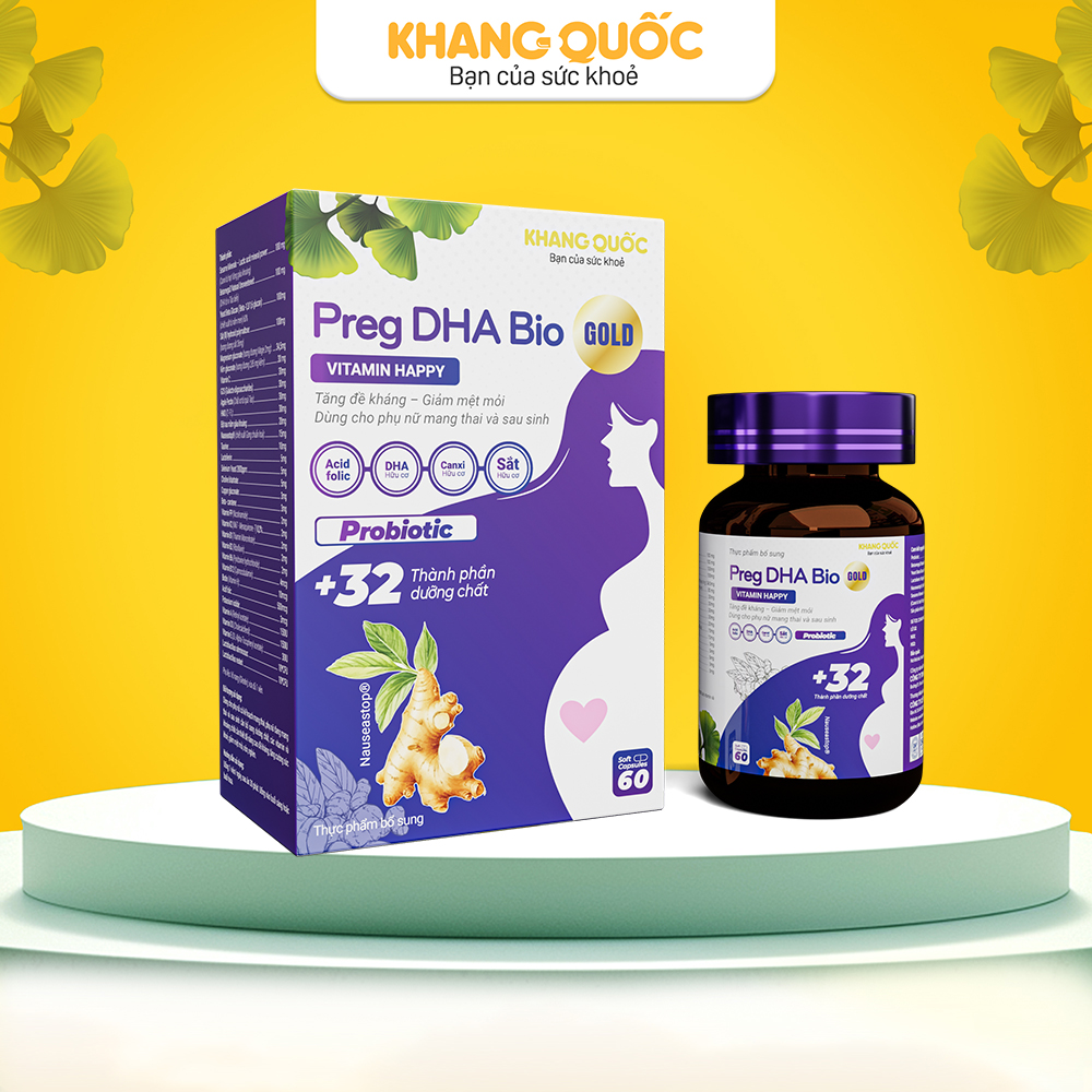 Preg DHA Bio Gold Vitamin Happy Tăng đề kháng giảm mệt mỏi, dùng cho phụ nữ mang thai và sau sinh