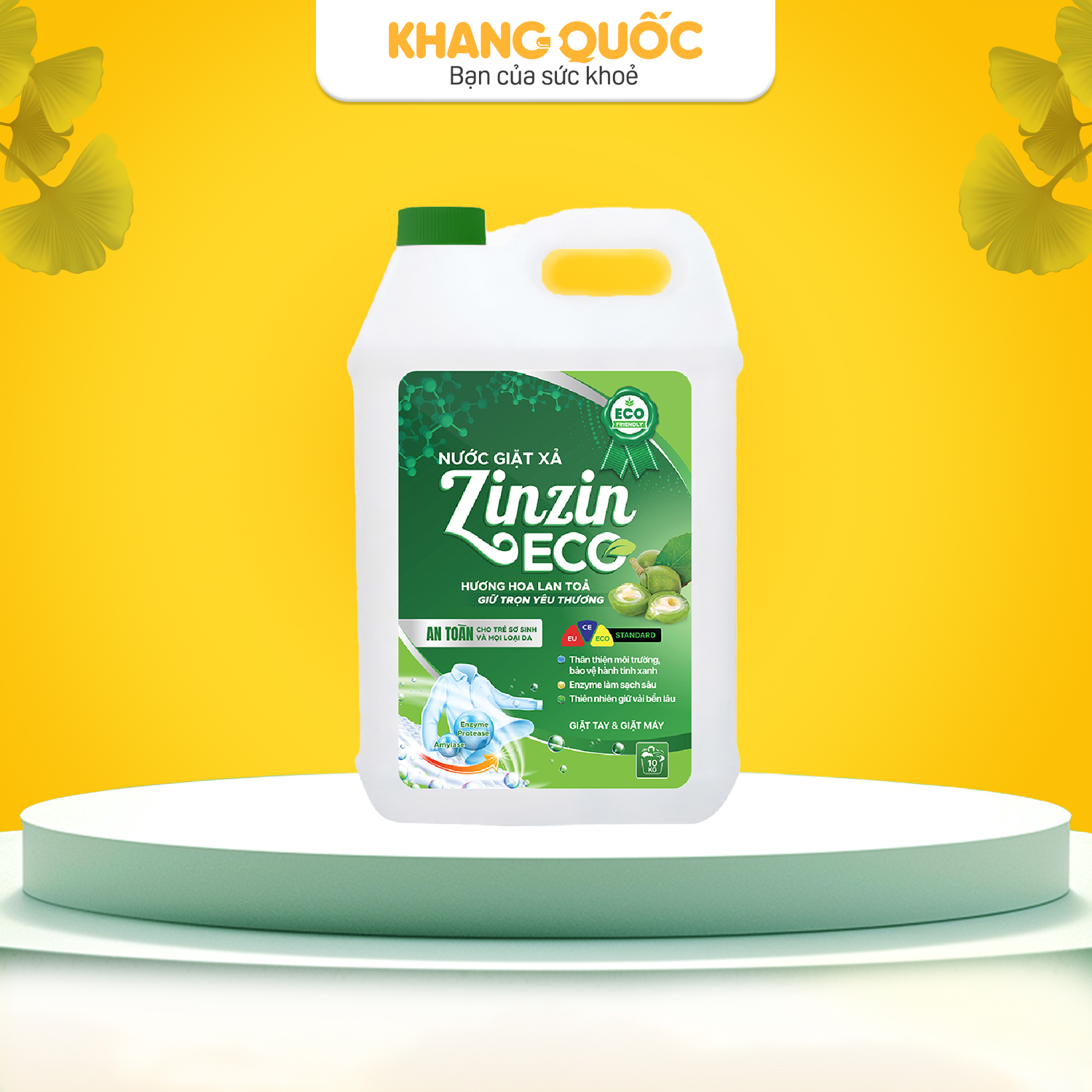 Nước giặt Zinzin ECO 10L - Enzyme làm sạch sâu, nguyên liệu từ thiên nhiên